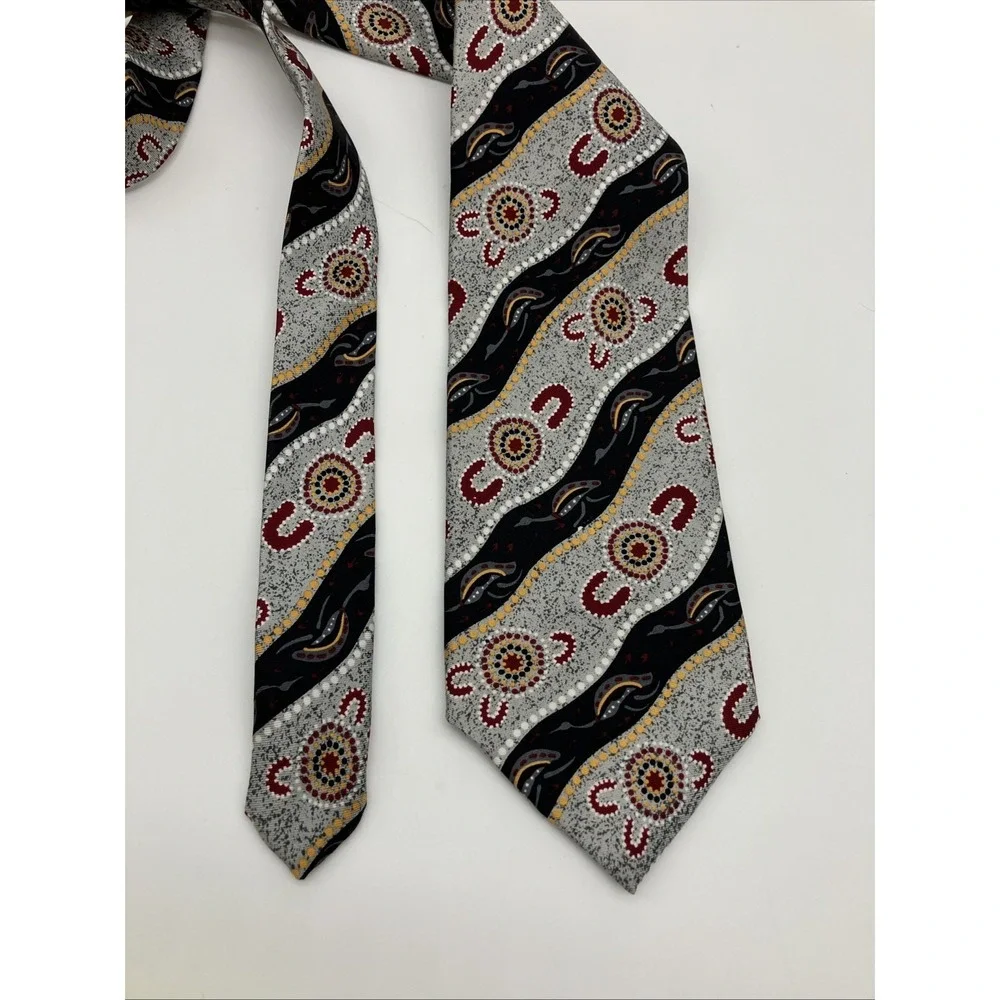 Hollygreen Australia Silk Necktie Aboriginal Dot Emu‎ Tie Artsy Outback